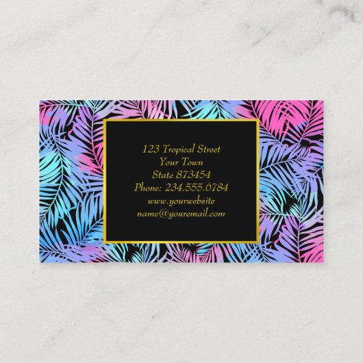 熱帯の色のヤシ 名刺 (裏面)