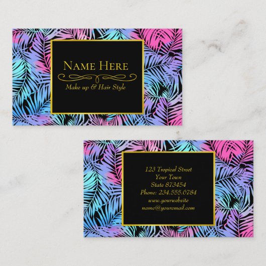 熱帯の色のヤシ 名刺 (正面/裏面)