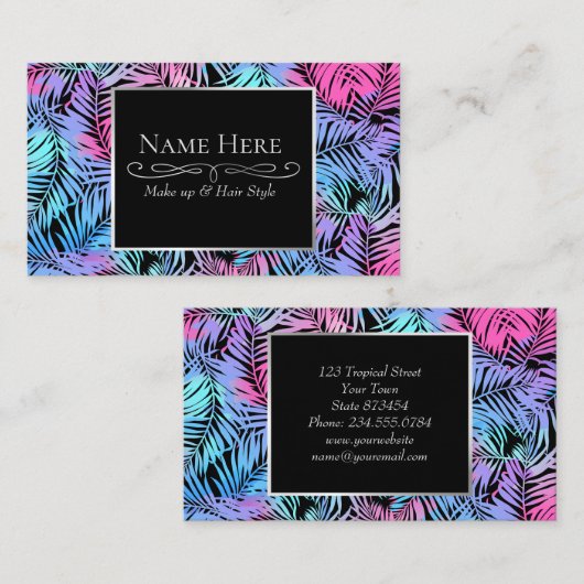 熱帯の色のヤシ 名刺 (正面/裏面)