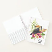 熱帯の花々に囲まれたオオハシの鳥、バケーション ノートブック (内部)