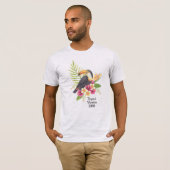 熱帯の花々に囲まれたオオハシの鳥、バケーション Tシャツ (正面フル)