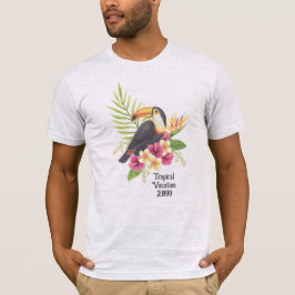 熱帯の花々に囲まれたオオハシの鳥、バケーション Tシャツ