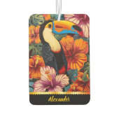 熱帯の花々の中に鮮やかウカンオウム カーエアーフレッシュナー (裏面)