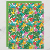熱帯の花々の葉カラフルな工芸紙 (正面/裏面)