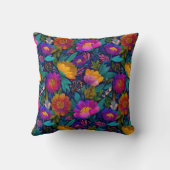 熱帯の花がエキゾチック鮮やかな模様 クッション (裏面)