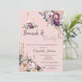 熱帯の花がピンクのブランチとバブリーを乾燥 招待状 (スタンド正面)