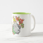 熱帯の花が咲くかわいいコレラのオウム ツートーンマグカップ (正面右)