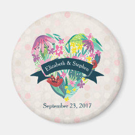 熱帯の花が咲くかわいいフローラ結婚ハート マグネット