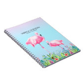 熱帯の花が咲く白とピンクのフラミンゴ ノートブック (右側)