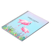 熱帯の花が咲く白とピンクのフラミンゴ ノートブック (左側)