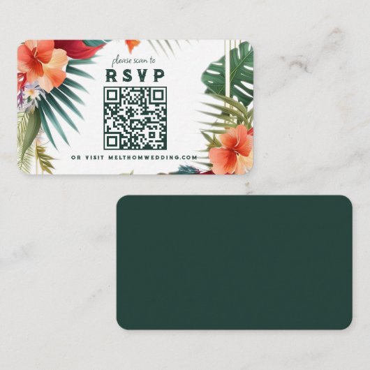 熱帯の花がRSVPの囲い結婚にスキャン エンクロージャーカード (正面/裏面)