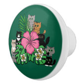 熱帯の花とかわいい猫セラミックプル セラミックノブ (右)