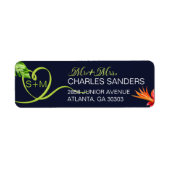 熱帯の花とタイポグラフィハート ラベル (正面)