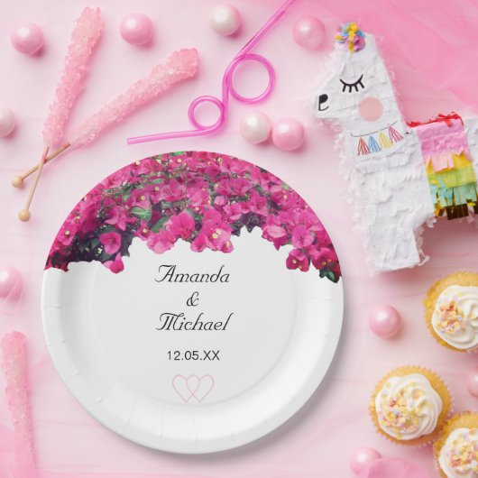 熱帯の花とハート結婚ズ ペーパープレート (パーティー)