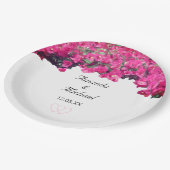 熱帯の花とハート結婚ズ ペーパープレート (アングル)