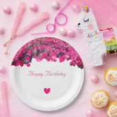 熱帯の花とハート誕生日 ペーパープレート (パーティー)