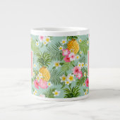 熱帯の花とパイナップル|イニシャル ジャンボコーヒーマグカップ (正面)