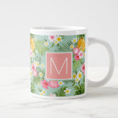 熱帯の花とパイナップル|イニシャル ジャンボコーヒーマグカップ (右)