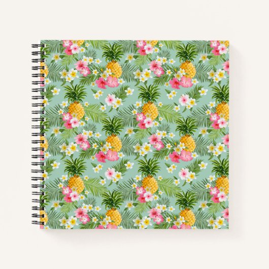熱帯の花とパイナップル ノートブック (正面)