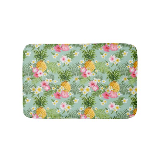 熱帯の花とパイナップル バスマット (正面)