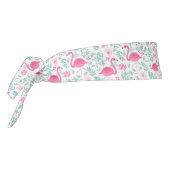 熱帯の花とピンクのフラミンゴスパターン タイヘッドバンド (回転270)