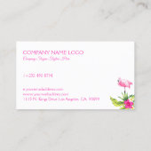 熱帯の花とピンクのフラミンゴピンクと白 名刺 (裏面)