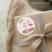 熱帯の花とフラミンゴ結婚の ラウンドシール