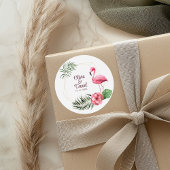 熱帯の花とフラミンゴ結婚の ラウンドシール