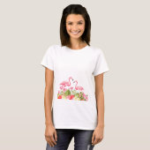 熱帯の花とフラミンゴ–32146 Tシャツ (正面フル)