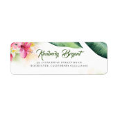 熱帯の花とヤシの離れビーチシーサイド ラベル (正面)