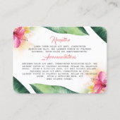 熱帯の花とヤシ葉のビーチ結婚式 名刺 (正面)