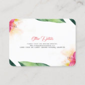 熱帯の花とヤシ葉のビーチ結婚式 名刺 (裏面)