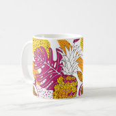 熱帯の花と果物，明るいエキゾチックなプリント コーヒーマグカップ (正面左)