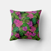 熱帯の花と植物が黒い クッション (裏面)