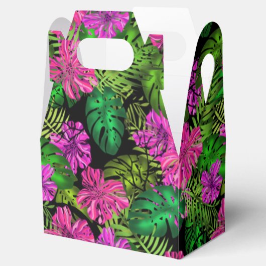 熱帯の花と植物が黒い フェイバーボックス (オープン)