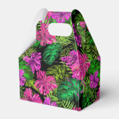 熱帯の花と植物が黒い フェイバーボックス (正面サイド)