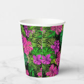 熱帯の花と植物が黒い 紙コップ (右)