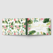 熱帯の花と緑のフレーム夏結婚の ゲストブック (全面)