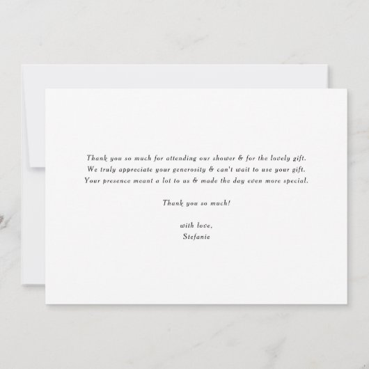 熱帯の花と緑の夏の赤ちゃんシャワー サンキューカード (裏面)