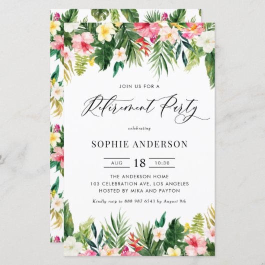 熱帯の花と緑の定年パーティー (正面/裏面)