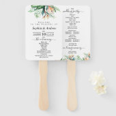 熱帯の花と緑の葉花のセット ハンドファン (正面&裏面)