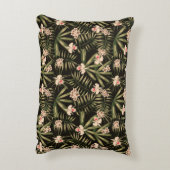 熱帯の花と緑の黒 アクセントクッション (裏面(縦))