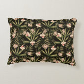 熱帯の花と緑の黒 アクセントクッション (裏面)