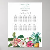 熱帯の花と緑結婚のシーティングチャート ポスター (正面)