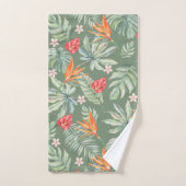 熱帯の花と葉のファンタジー（モノグラム） バスタオルセット (ハンドタオル)
