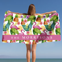 熱帯の花と葉スピンクフラミンゴカスタム