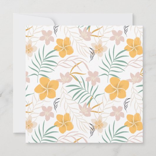 熱帯の花と葉ブライダルシャワー 招待状 (裏面)