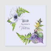 熱帯の花と葉水彩 名札 (正面)