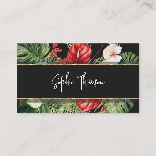 熱帯の花と離れ濃色 名刺 (正面)