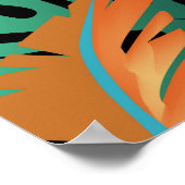 熱帯の花と鳥の組成物。 ポスター (角)